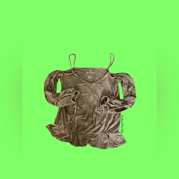 NWOT | SOFT & SEXY | American Eagle Outfitters T 1977 | M | DISTRESSED | TAN - Picture 7 of 8